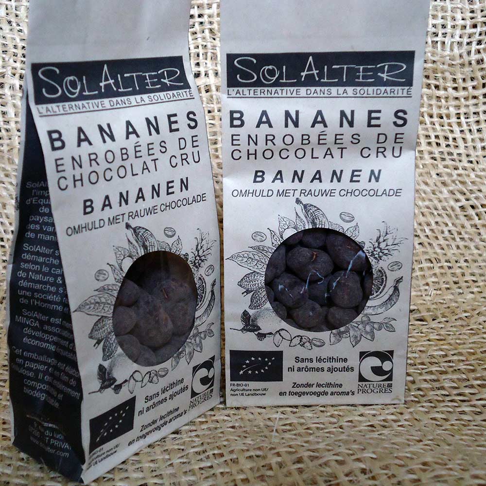 GERLINEA Barres énergétique à la banane enrobées de chocolat noir